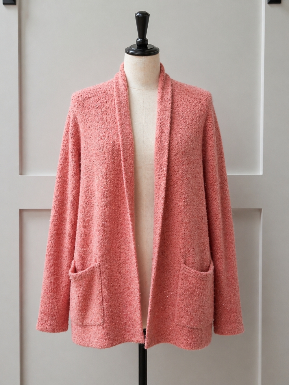 Isaac Mizrah Open-Front Bouclé Cardigan Sweater - Pink